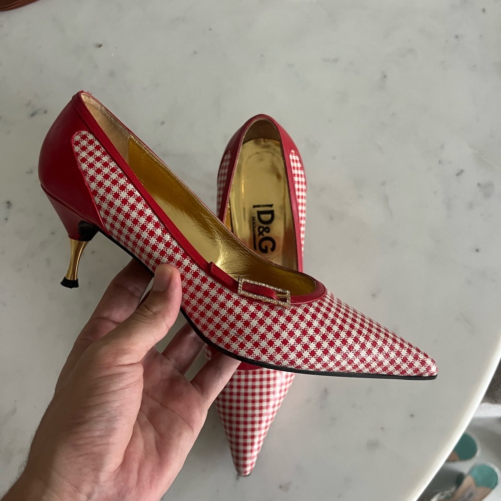 Vintage Dolce & Gabanna Red and White Checkered Heels